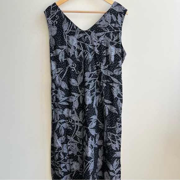 Sunny Side up women's 100% linen Tropical Floral Print Smocked waist Dress SZ XL - Picture 3 of 8